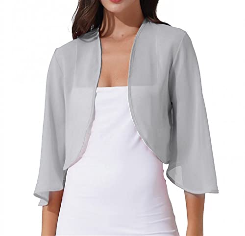 Bolero Damen Festlich,Damen-Chiffon-Bolero-Shrugs, Kurze Oberteile, Elegante Kurzarm-Strickjacke Mit Offener Vorderseite, Transparente Shrugs-Oberteile, Schulterjacke, Umhang, Abendgesellschaft, Ver von WLLDDDIU