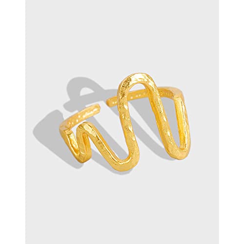 HGJH Ring Silber 925 Damen, S925 Sterling Silber Goldener Kurvenring Verstellbare Ringe Unregelmäßigkeit Offener Ring Silber Daumenring Ewigkeitsring Hochzeitsanhänger Schmuck Geschenke Für Männer M von WLLDDDIU