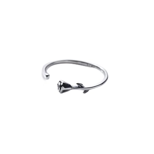 Ring Silber 925 Damen, S925 Sterling Silber Rose Ring Verstellbare Ringe Minimalistischer Offener Ring Silber Daumenring Ewigkeitsring Hochzeitsanhänger Schmuck Geschenke Für Männer Mädchen Damen von WLLDDDIU