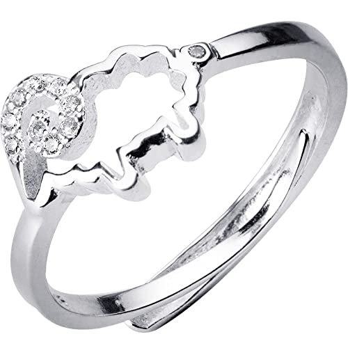 Silberringe Damen 925,S925 Sterling Silber Schaf Durchbrochener Ring Verstellbare Ringe Minimalistischer Offener Ring Silber Daumenring Ewigkeitsring Hochzeitsanhänger Schmuck Geschenke Für Männe von WLLDDDIU