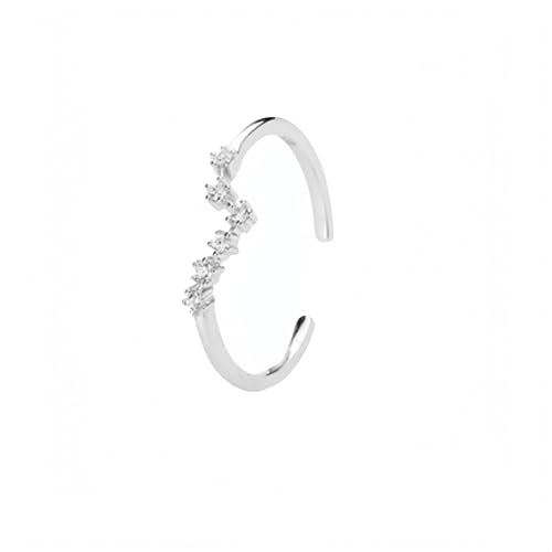 WLLDDDIU 925 Sterling Silber 12 Sternzeichen Ring für Frauen Verstellbarer Offener Daumenring Dünn Stapelbar Horoskop Zirkonia Ehering Schmuck Geschenke für Sie Silber Krebs von WLLDDDIU