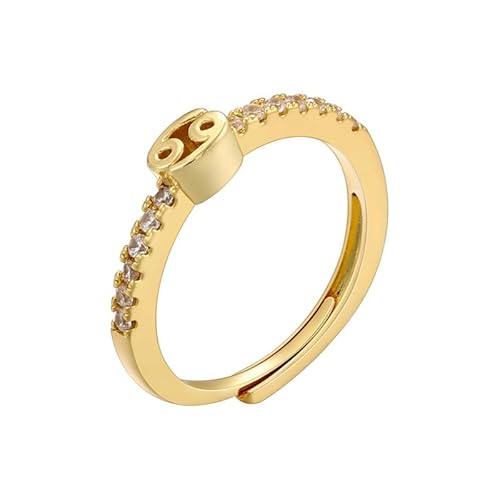 WLLDDDIU Damen 925 Sterling Silber 12 Sternzeichen Ringe Offen Verstellbar Zirkonia Ring Dünn Stapelbar Konstellation Astrologie Statement Band Schmuck Geburtstagsgeschenke Gold Steinbock von WLLDDDIU