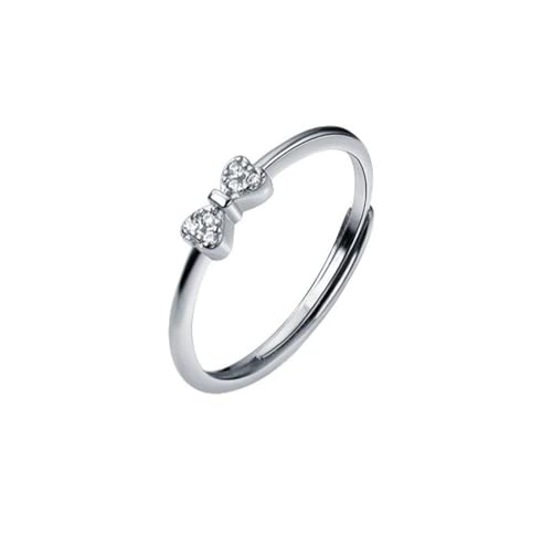 WLLDDDIU Damen Ring aus 925er Silber,zierlicher Schleifenring,Vintage,stapelbar,Eheringe,Ringe,modisches Herz,Zirkonia,Versprechensringe,verstellbare Ringe,Statement Schmuck,Geburtstags von WLLDDDIU