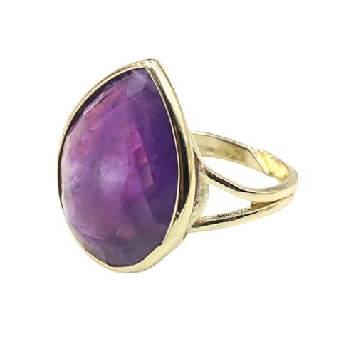 WLLDDDIU Natürlicher Amethyst-Schuppen-Achat-Ring Kristall-Unregelmäßiger Ring Verstellbarer Damen-Ring Mit Offenem Stein Reiki-Balance Knöchel-Finger-Ringe Ewigkeitsring Für Frauen, Mädchen, von WLLDDDIU