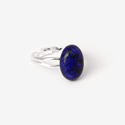 WLLDDDIU Natürlicher Blauer Lapislazuli-Ring Ovaler Kristallring Verstellbarer Damen-Ring Mit Offenem Stein Reiki-Balance-Knöchel-Finger-Ringe Ewigkeitsring Für Frauen, Mädchen, Männer von WLLDDDIU