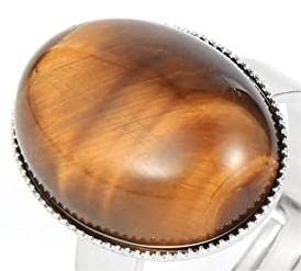 WLLDDDIU Natürlicher Brauner Tigerauge-Steinring Ovaler Kristallring Verstellbarer Damen-Ring Mit Offenem Stein Reiki-Balance Knöchel-Finger-Ringe Ewigkeitsring Für Frauen, Mädchen, Männer von WLLDDDIU