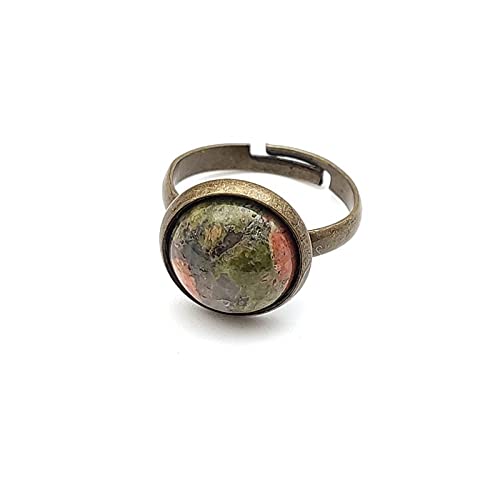 WLLDDDIU Naturbild Steinring Kristall Vintage Bronze Farbe Ring Verstellbare Damen Offene Steinringe Reiki Balance Knöchel Fingerringe Ewigkeitsring Für Frauen Mädchen Männer von WLLDDDIU