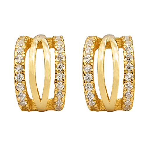 WLLDDDIU Ohrstecker,S925 Silber Ohrringe Ohrstecker Golden Gebogene C-Förmige Zirkon Ohrringe Stilvolle Knorpel Kleine Ohrstecker Frauen Mädchen Paare von WLLDDDIU