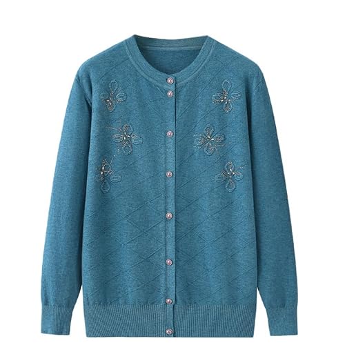 WLLDDDIU Pullover Damen,Strickjacke für Ältere Damen mittleren Alters und Senioren. Bequeme, Dünne Langarmoberteile. Klassischer (DE/NL/SE/PL, Alphanumerisch, M, Regular, Regular, Blau) von WLLDDDIU