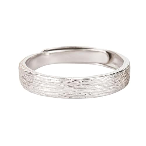 WLLDDDIU Ring Aus 925Er Sterlingsilber,925 Sterling Silber Schnitzlinien Ringe Schlichter Klobiger Herrenring Offener Größenverstellbarer Ring Herrenring Breiter Silberring Stapelring Statement Et von WLLDDDIU