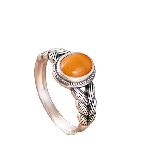 WLLDDDIU Ringe Silber,Offener Verstellbarer Ring Aus 925Er Sterlingsilber für Damen, Eleganter Ovaler Bienenwachsring mit Eingelegtem Weizenohr für Hochzeit, Ewigkeitsversprechen, Fingerreif, Gesc von WLLDDDIU
