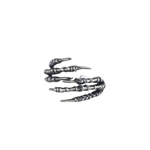 WLLDDDIU Verstellbarer Ring,Verstellbare Ringe Aus 925Er Sterlingsilber für Damen, Retro Gothic Adlerklaue, Offener Rock Fingerreif, Persönlichkeit, Punk Daumenband, Schmuck, Geschenk für Hallowe von WLLDDDIU