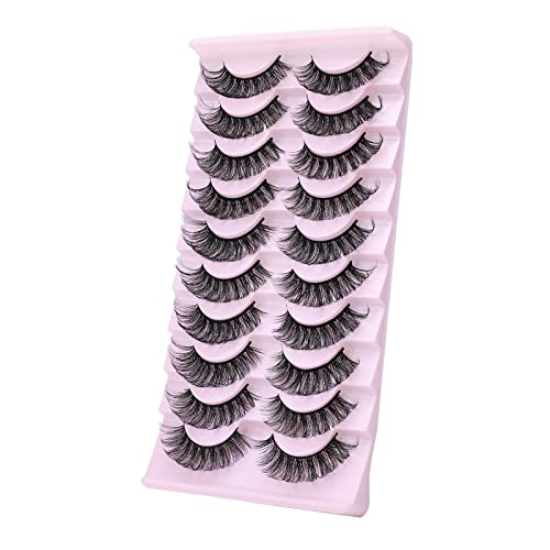 Fake Lashes Wimpern Extensions, 10 Paar Russian Strip Lashes Wispy Cat Eye Wimpern Extensions Künstliche Girl Got Lashes Cluster Lashes Selbstklebende Falsche Wimpern Set Eyelashes Anime Lashes von WLLHYF