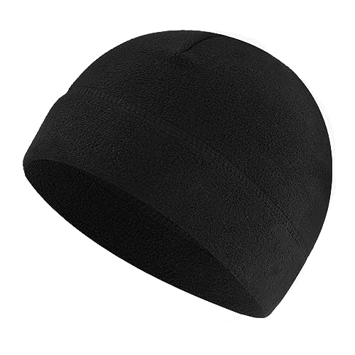 WLLHYF 1 Stücke Winter Warme Schädelkappe Winddichte Uhrenkappe Dicke Weiche Polar Fleece Beanie Mütze für Männer Frauen Sport Outdoor Schwarz von WLLHYF