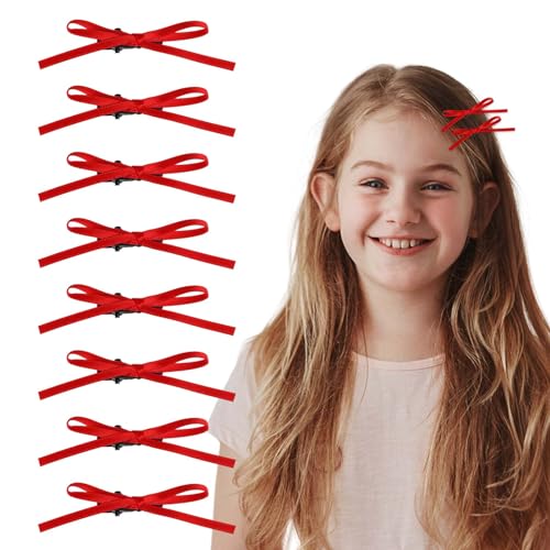 WLLHYF 10 Stück Damen-Haarspange mit Schleife Weihnachts-Haarschleifen für Frauen Mädchen kleine Band-Clips Pferdeschwanz-Halter rotes Quastenband Schleife Haarspangen solide Haarspangen Kleinkinder von WLLHYF