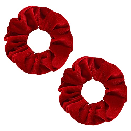 WLLHYF 2 Pcs rosa Samt Haar Scrunchies große Größe Haar Bands niedlich Seil elastische Krawatten für Mädchen Frauen Weihnachten Geschenke Armband Pferdeschwanz Halter Haarschmuck (Rot) von WLLHYF