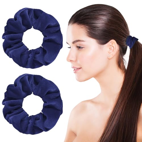 WLLHYF 2 Pcs rosa Samt Haar Scrunchies große Größe Haar Bands niedlich Seil elastische Krawatten für Mädchen Frauen Weihnachten Geschenke Armband Pferdeschwanz Halter Haarschmuck (Blau) von WLLHYF