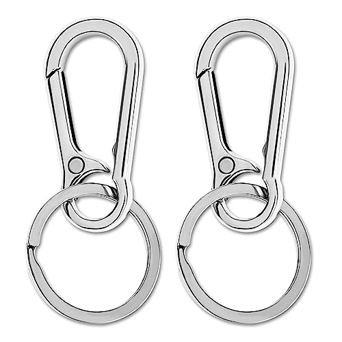 WLLHYF 2 Stück Metall Schlüsselanhänger Karabiner Clip Mit Schlüsselring-Clips - Herren Silber Haken Organizer für Autoschlüssel Geldbörse Finder von WLLHYF