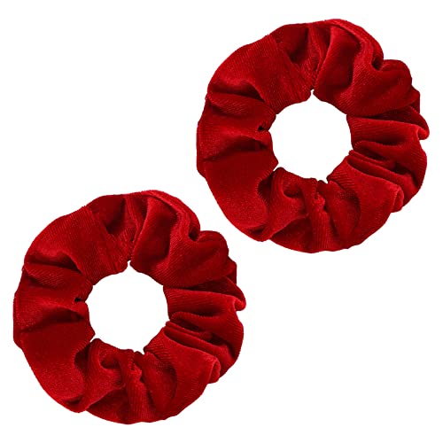 WLLHYF 2 Stück Scrunchies Rot Haargummis Haarband Samt Rot Schön Weich Haar Große Haare Ringe Haargummis Elastische Haarbänder Pferdeschwanz Für Mädchen Frauen Weihnachten Geschenke Armband von WLLHYF