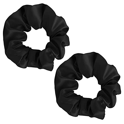 WLLHYF 2 Stück Scrunchy Haargummis Haargummis Starke Elastische Schwarze Stirnbänder Keine Beschädigung Pferdeschwanzhalter Mode Schöne Haar Accessoires für Mädchen Frauen Teens(Black) von WLLHYF