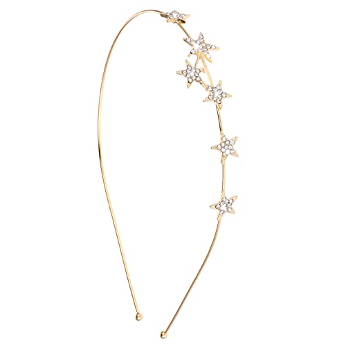 WLLHYF 2 Stück hohlen Stern Stirnbänder, Stern Strass Haar Hoop Stirnband für Frauen Mädchen Perle Strass Kopfschmuck Hochzeit Kopfstück für Braut Gold Silber Metall Haar Bands Zubehör (Star-Stil 5) von WLLHYF