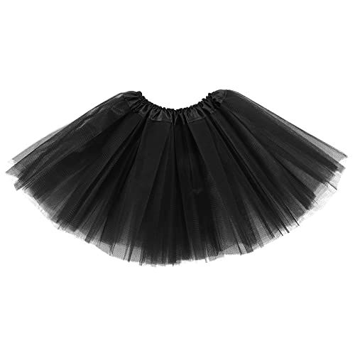 WLLHYF 3 Lagen Mädchen Tutu Rock Tüll Einfarbig Balletttanz Rock Prinzessin Party Favor Kleid Rock für Frauen Mädchen Teen Erwachsene 2-18 Jahre (Schwarz) von WLLHYF