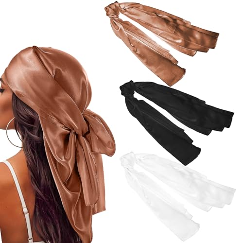 WLLHYF 3 Stück Große Quadratische Schals für Damen 90 x 90 cm Seide Retro Quadrat Druck Kopftuch Mädchen Bandana Halstuch Haarschmuck (Set 2) von WLLHYF