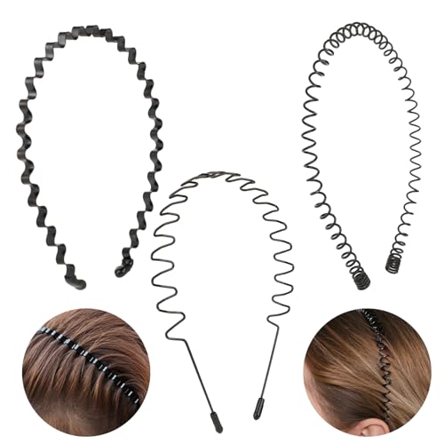 WLLHYF 3 Stück Haifischzahn-Haarkamm aus Kunststoff rutschfestes Stirnband gewellte Zähne Haarreifen modisches müheloses Haarband Haar-Accessoire für Frauen Mädchen Männer (Set 3) von WLLHYF