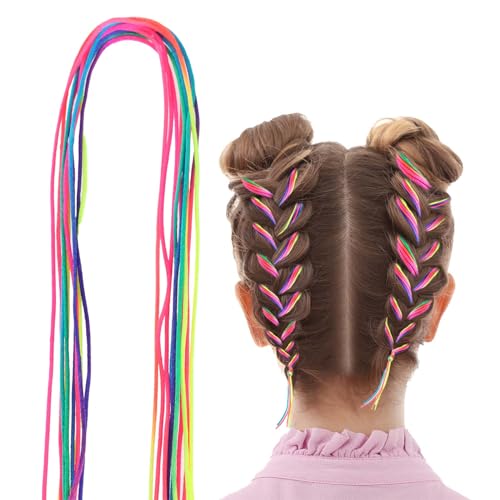 WLLHYF 30 Stück Haarzöpfe bunte Haarwickelschnur verschiedene Farbverlaufsfarben Haarseilband Halloween Regenbogen-Flecht-Haargummi DIY-Pferdeschwanz-Zöpfe Haar-Zubehör für Frauen Mädchen (Stil 1) von WLLHYF