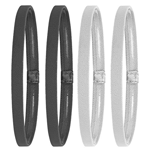 WLLHYF 4 Stück Sport elastische Stirnbänder rutschfest athletische Übung Haarband für Frauen Männer Silikon Griff Laufen Yoga Fußball Feuchtigkeit Wicking Haar Bands Schweißband(2pcsblack+2pcswhite) von WLLHYF