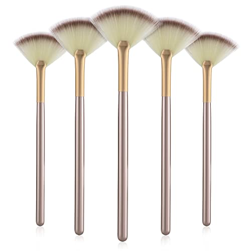 WLLHYF 5 PCS Gesichtsfächer Pinsel, Make-up Pinsel Maske schlank weich Applikator Pinsel chemische Peel Pinsel kosmetische Multi-Use-Tools für Frauen Mädchen Make-up Artist Stylist (Champagner) von WLLHYF