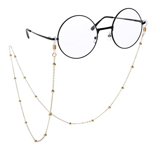 WLLHYF Maske Lanyard Brillen Schnurhalter Brillenketten für Frauen Bunte Perlenkette Brillenband Sonnenbrillenhalter Halskette Ketten (gold) von WLLHYF