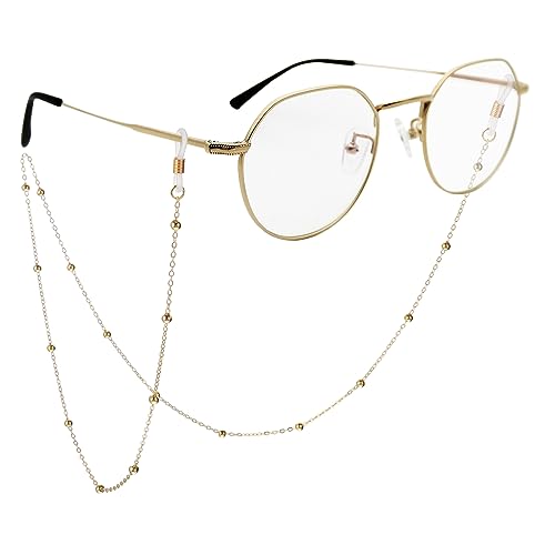 WLLHYF Brillenketten für Damen, Brillenband Lesebrille Brille Kette Sonnebrillen Band Gesichtsmaske Schlüsselband Halskette (Gold) von WLLHYF