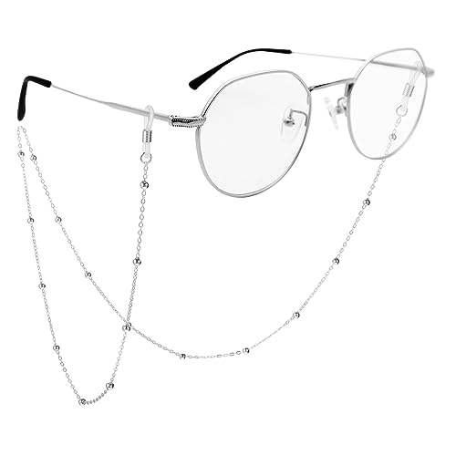 WLLHYF Brillenketten für Damen, Brillenband Lesebrille Brille Kette Sonnebrillen Band Gesichtsmaske Schlüsselband Halskette (Silber) von WLLHYF