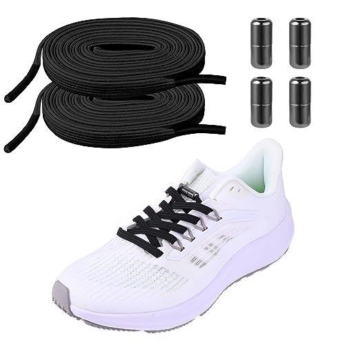 WLLHYF Elastische Schnürsenkel mit Metallkapseln, Faule Schnürsenkel Ohne Binden Ersatzschnürsenkel für Kinder Erwachsene Sneaker (Schwarz) von WLLHYF