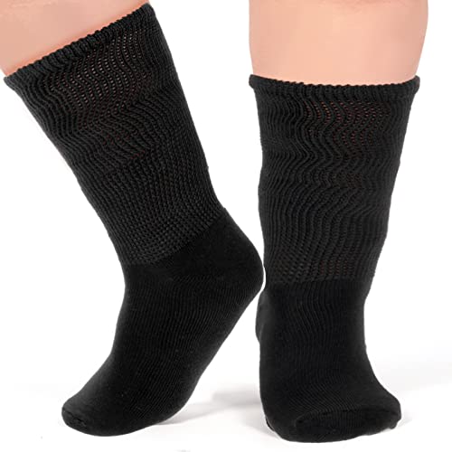 WLLHYF Extra Breite Socken für Geschwollene Füße Bariatrische Rutschfeste Gusssocke Super Breite für Lymphödeme Diabetiker Nicht Bindende Socken Neuropathie Geschwollene Füße Damen Herren (Schwarz) von WLLHYF