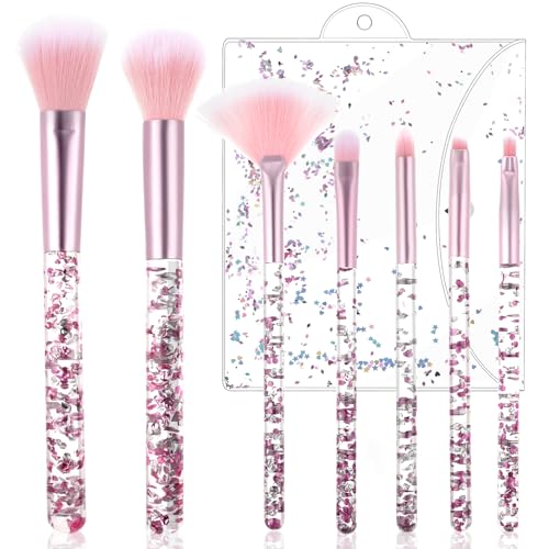 WLLHYF Fächer-Make-up-Pinsel-Set 7-teiliges Crystal Sparkles Powder Foundation-Pinsel Makelloser Puderpinsel Beauty Cosmetic Foundation Powder Lidschatten-Misch-Concealer-Highlight-Pinsel(Rosa) von WLLHYF