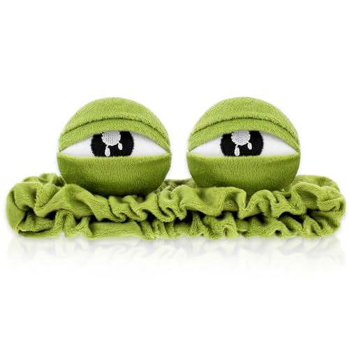 WLLHYF Frosch-Stirnband Make-up-Stirnband Froschauge elastisches Gesichtswasch-Haarband niedliches Dusch-Spa-Stirnband lustiger grüner Kopfwickel Cartoon-Haarschmuck für Frauen Mädchen (Froschstil 2) von WLLHYF