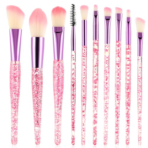 WLLHYF Glitzer-Kristall-Make-up-Pinsel-Set 10-teilig Bling Professionelle Foundation Concealer Lidschatten Eyeliner Rouge Lippenmischung Synthetische Pinsel Werkzeugset Essentials von WLLHYF