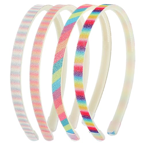 WLLHYF Glitzer-Stirnband, 4 Stück Glitzernde Niedliche Rutschfeste Klobige Haarbänder aus Kunststoff Dicke Bling-Konfetti-Regenbogen-Haarbänder mit Zähnen bunte Haar-Accessoires für Kleine Mädchen von WLLHYF