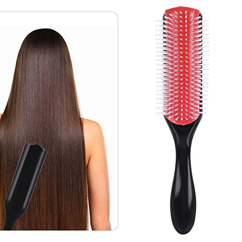 WLLHYF 9-reihige Haarbürste Klassische Stylingbürste Haarbürste für lockiges Haar D3 Kissen Nylonborsten Haarbürste zum Trennen, Formen, Definieren von Locken, Föhnen, Stylen, Entwirren von WLLHYF