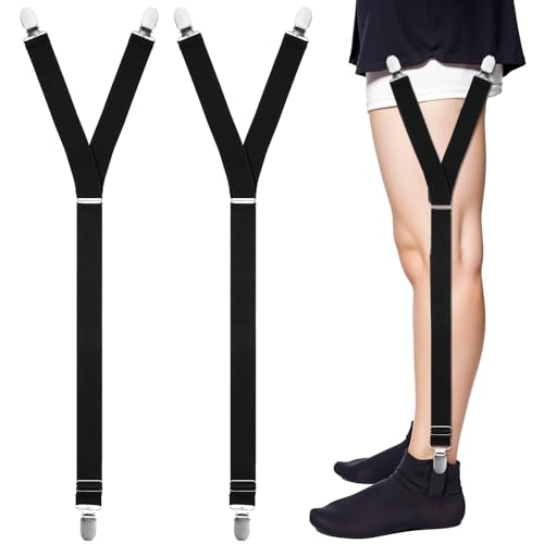 WLLHYF Herren Hemdhalter verstellbar elastisch weich glatt Strumpfhalter mit Rutschfest Sperrung Schellen bequem langlebig Y-Stil sicherer Halt Verschlussklemmen Clips Militärhemdenhalter von WLLHYF