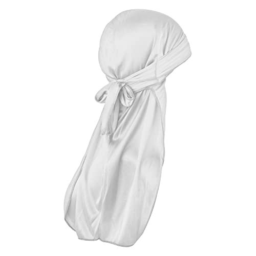 WLLHYF Herren Long Tail Durag Beanie-Mütze, weiß, Einheitsgröße von WLLHYF