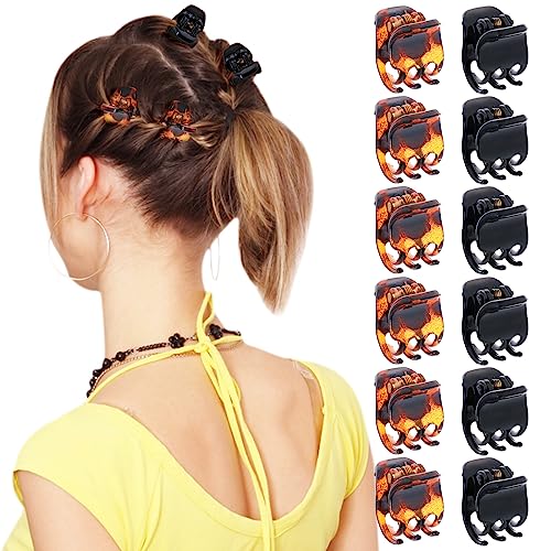 WLLHYF Kleine Haarspangen, 12 Stück, Mini-Haarklammern für Frauen und Mädchen, rutschfeste, langlebige Kunststoffbackenklammern, winziges Multifunktions-Haarstyling-Zubehör für Kinder und Erwachsene von WLLHYF