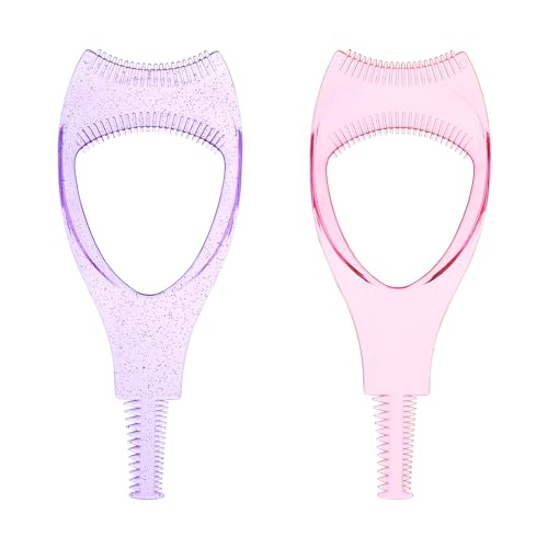 WLLHYF Mascara Shield Guard Makeup Eyelash Buddy 3 in 1 Eye Lash Applicator Tool Beauty Cosmetic Mascara Separator Comb Plastic Lashes Protector Guide Stencil for Women Girls (Pink + Purple) von WLLHYF