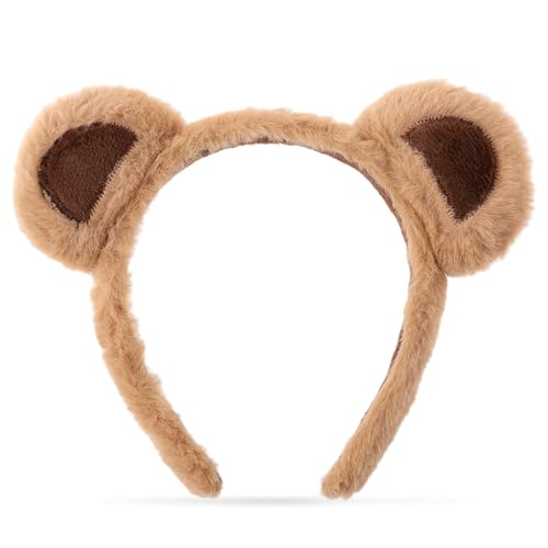 WLLHYF Ostern Bärenohren Stirnband Halloween Niedliche Party Kopfbedeckung Gesichtswäsche Stirnband Tierkopfbedeckung Mode Haarband Bequeme Haarreifen Zubehör für Erwachsene Kinder Dekoration (Khaki) von WLLHYF