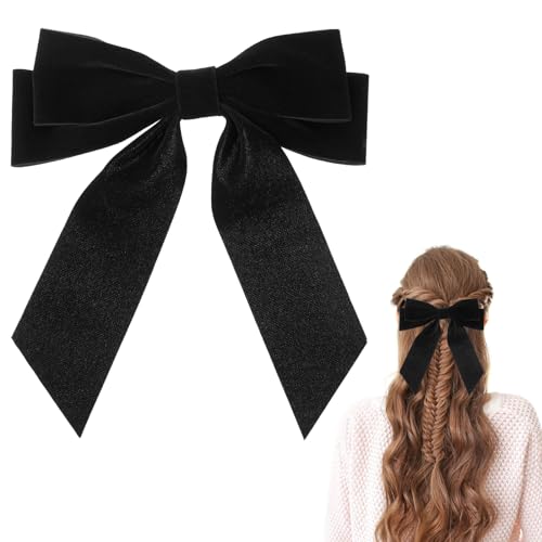 WLLHYF Samt-Haarschleifen-Clips lange Schwanzschleife Haarnadel französische große Haarbänder Haarspangen elegante Krokodilklemmen Haardekoration Pferdeschwanzhalter Zubehör für Frauen Mädchen Kinder von WLLHYF