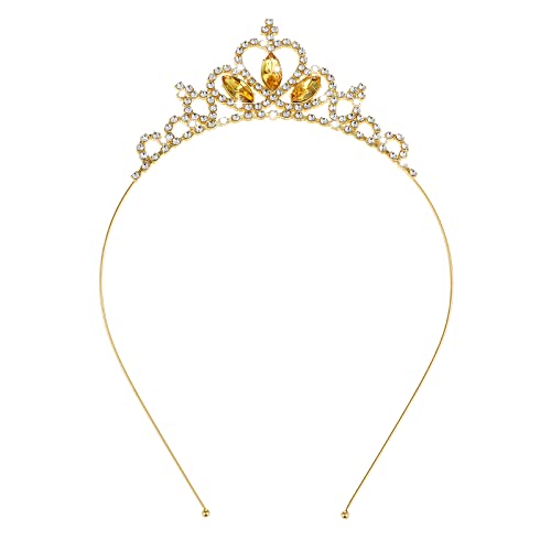 WLLHYF Silber Prinzessin Krone Kristall Schärpe Tiara Strass Stirnband Haarschmuck für Geburtstag Weihnachten Dekoration Frauen Mädchen Braut Hochzeit Haarbänder Schmuck (Gold) von WLLHYF