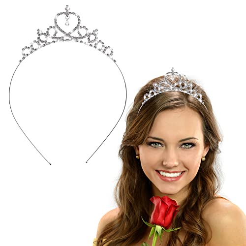 WLLHYF Silber Prinzessin Krone Kristall Schärpe Tiara Strass Stirnband Haarschmuck für Geburtstag Weihnachten Dekoration Frauen Mädchen Braut Hochzeit Haarbänder Schmuck (Silber) von WLLHYF