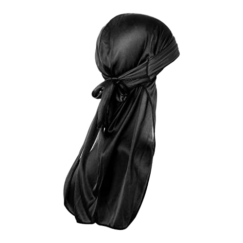 WLLHYF Silk Durag Long Tail Atmungsaktive Piraten Headwraps Kappe für 360 Wellen Weiches Bandana Turban Hut Haarausfall Chemo Kappe für Frauen Männer Hip Hop Alltagsdekoration von WLLHYF